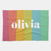 Sorbet Rainbow Kleuren Aangepaste Naam Zomer Theedoek (Horizontaal)