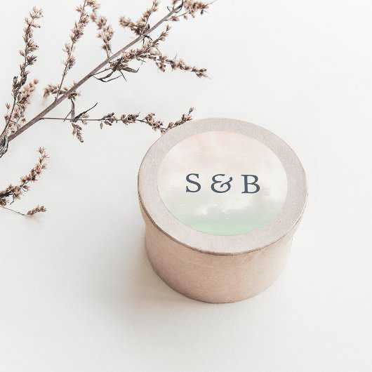 Sorbet | Waterverf pastel bruiloft monogram Ronde Sticker