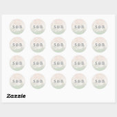 Sorbet | Waterverf pastel bruiloft monogram Ronde Sticker (Vel)