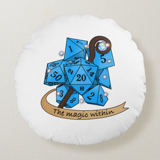 Sorcerer Dice Design Rond Kussen (Voorkant)