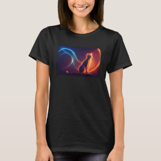 Sorcerer Kat Met Spellbook Kosmische Achtergrond L T-shirt
