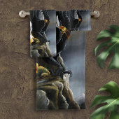 Sorceress Black Dragon Fantasy Wit Bad Handdoek