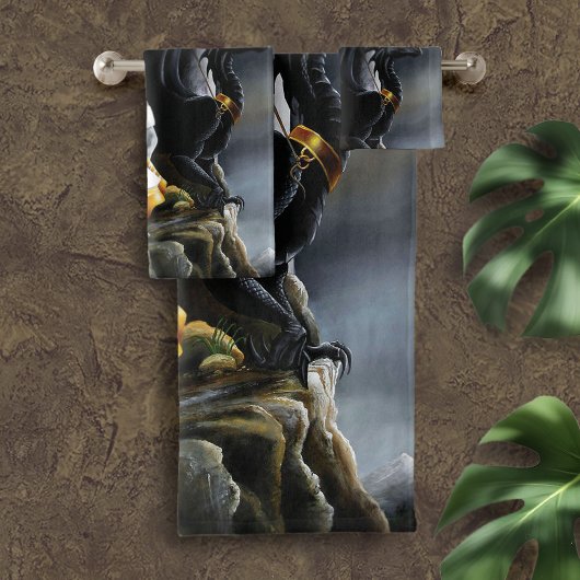 Sorceress Black Dragon Fantasy Wit Bad Handdoek