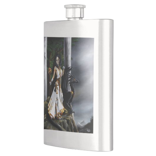 Sorceress Black Dragon Fantasy Wit Flacon (Links)