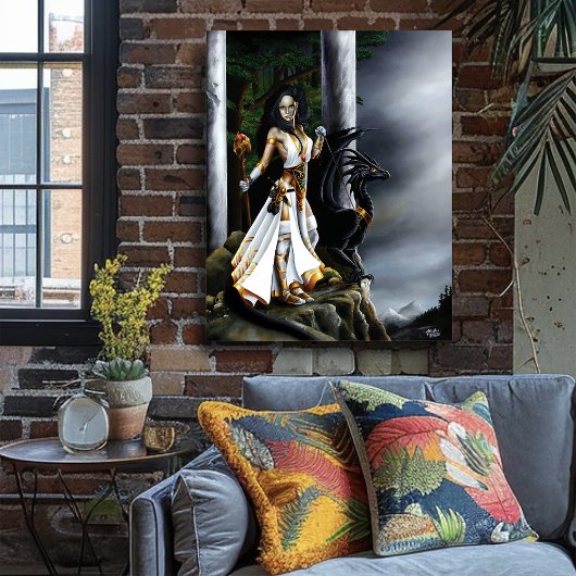 Sorceress Bolack Dragon Fantasy Wit Poster