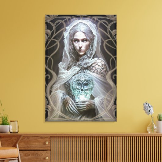 Sorceress, Dark Fantasy Vrouw, Orakel Canvas Afdruk (Insitu (Woonkamer))