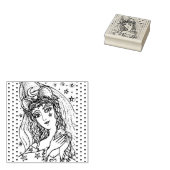 SORCERESS, GOTHIC HALLOEEN WITCH, HART IN HAND RUBBERSTEMPEL (Gestempeld)