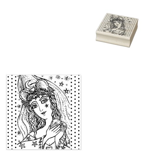 SORCERESS, GOTHIC HALLOEEN WITCH, HART IN HAND RUBBERSTEMPEL (Gestempeld)