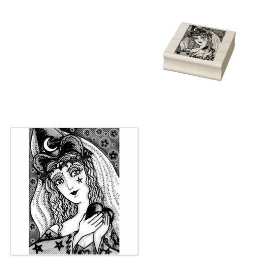 SORCERESS, GOTHIC HALLOWEEN WITCH RUBBER STAMP RUBBERSTEMPEL (Gestempeld)