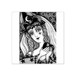 SORCERESS, GOTHIC HALLOWEEN WITCH RUBBER STAMP RUBBERSTEMPEL