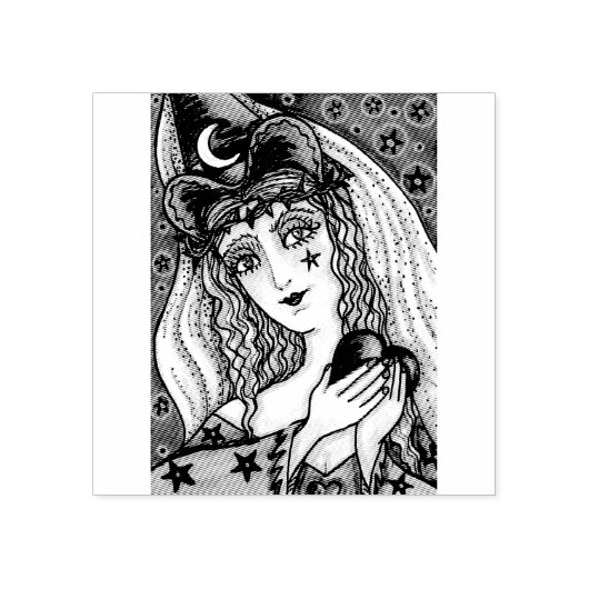 SORCERESS, GOTHIC HALLOWEEN WITCH RUBBER STAMP RUBBERSTEMPEL (Afrduk)