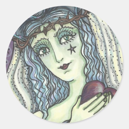 SORCERESS, GOTHIC WITCH HART STICKER RondSCHAP (Voorkant)