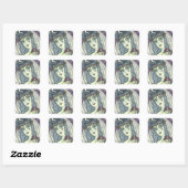 SORCERESS, GOTHIC WITCH HART STICKERS Vierkant BLA (Vel)