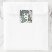 SORCERESS, GOTHIC WITCH HART STICKERS Vierkant BLA (Tas)