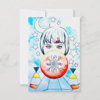 Sorceress Manifestation Watercolor Art Kaart