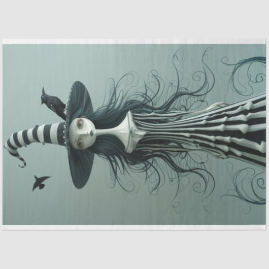 Sorceress Skull Lady Decoupage Tissuepapier (Voorkant)