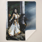 Sorceress zwart Dragon Fantasy Wit Sherpa Deken (Voorkant)