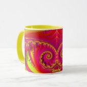 SORCHA ~ HOT CRAZY 3D Fractal ~ roze rood geel Mok (Voorkant links)