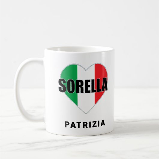 Sorella Italy Flag Heart Mok (Links)