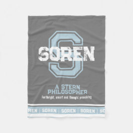 Soren-naam betekent zwart monogram zwart blauw fleece deken