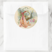 SORK BABY SHOWER MONOGRAM , RONDE STICKER (Tas)
