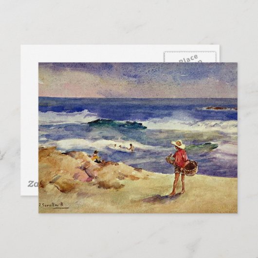 Sorolla - Jongen op het Zand Briefkaart (Voorkant / Achterkant)
