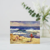 Sorolla - Jongen op het Zand, kunstdruk Briefkaart (Staand voorkant)