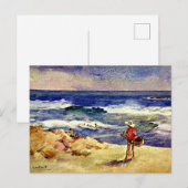 Sorolla - Jongen op het Zand, kunstdruk Briefkaart (Voorkant / Achterkant)