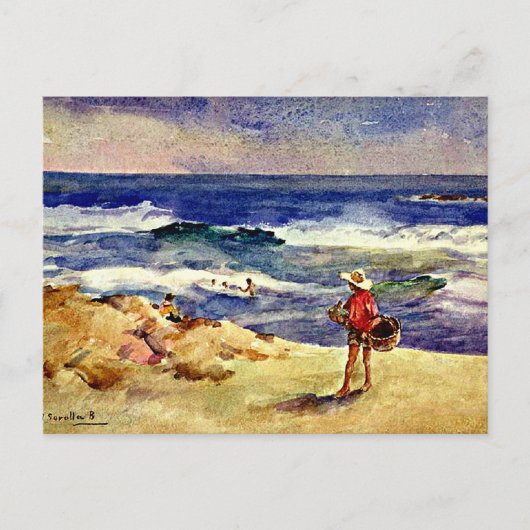 Sorolla - Jongen op het Zand, kunstdruk Briefkaart (Voorkant)