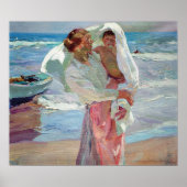 Sorolla - Na het zwemmen Vrouw en Kind Poster (Voorkant)