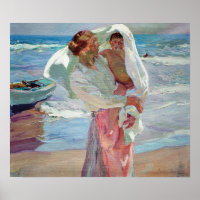 Sorolla - Na het zwemmen Vrouw en Kind