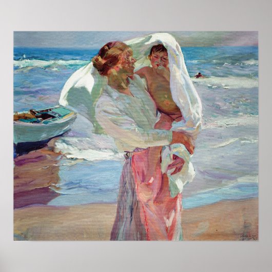 Sorolla - Na het zwemmen Vrouw en Kind Poster (Voorkant)