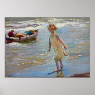 Sorolla - Nina op het strand, Valencia Poster
