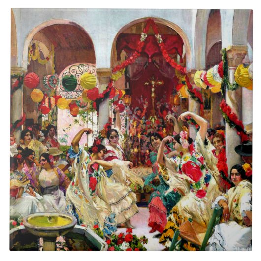 Sorolla schilderij - Sevilla, de Dance Tegeltje (Voorkant)