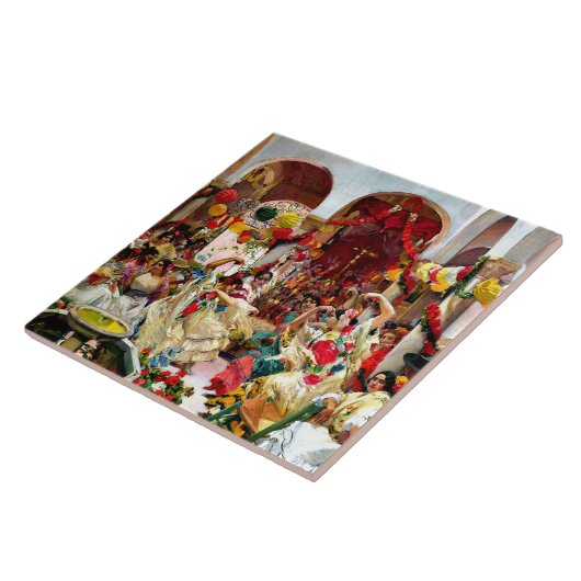 Sorolla schilderij - Sevilla, de Dance Tegeltje (Zijkant)