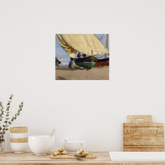 Sorolla - Vissersboot onder een hoek Valencia 1910 Poster (Keuken)