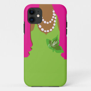 Sorority Life Pink Green Monogram iPhone 11 Hoesje