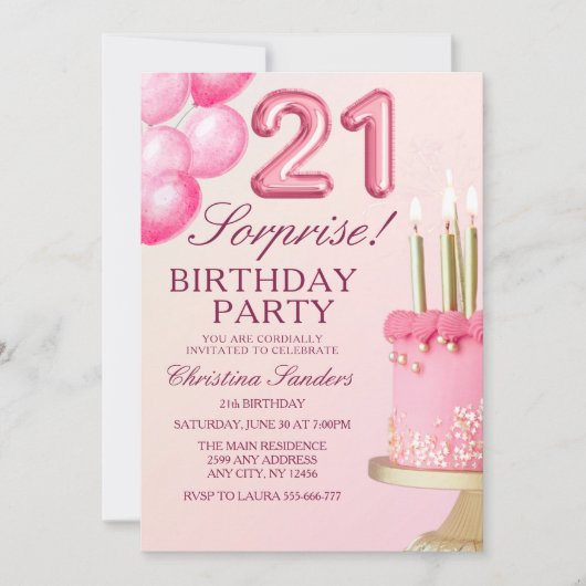 Sorprise Birthday Party 21th Birthday with Numers  Kaart (Voorkant)
