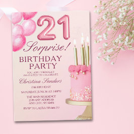 Sorprise Birthday Party 21th Birthday with Numers  Kaart
