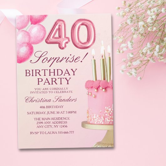 Sorprise Birthday Party 40th Birthday with Numers  Kaart