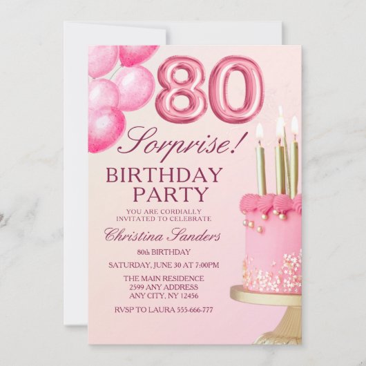 Sorprise Birthday Party 80th Birthday with Numers  Kaart (Voorkant)
