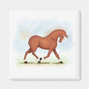 Sorrel Horse met Blaze & Sokken Equestrian Magneet