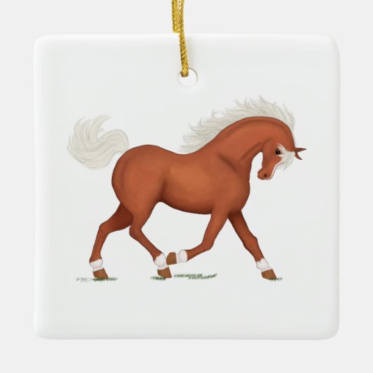 Sorrel Horse Pony Gepersonaliseerde Paardenkerst Keramisch Ornament (Voorkant)