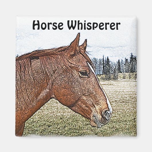 Sorrel Horse Portrait Equine Art Illustratie Magneet (Voorkant)