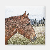 Sorrel Horse Portrait Equine Art Illustratie Magneet (Voorkant)