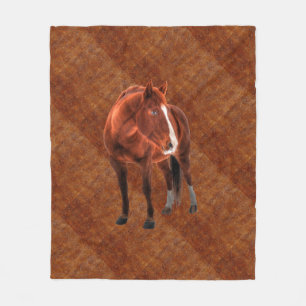 Sorrel Horse Portret op gesmolten leder BG 2 Fleece Deken