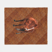 Sorrel Horse Portret op gesmolten leder BG 2 Fleece Deken (Voorkant (Horizontaal))
