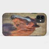 Sorrel Horse Portret op Rustic Grunge-effect Case-Mate iPhone Case (Achterkant (horizontaal))