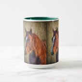 Sorrel Horse Portret op Rustic Grunge-effect Mok (Midden)
