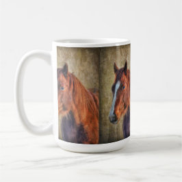 Sorrel Horse Portret op Rustic Grunge-effect Mok